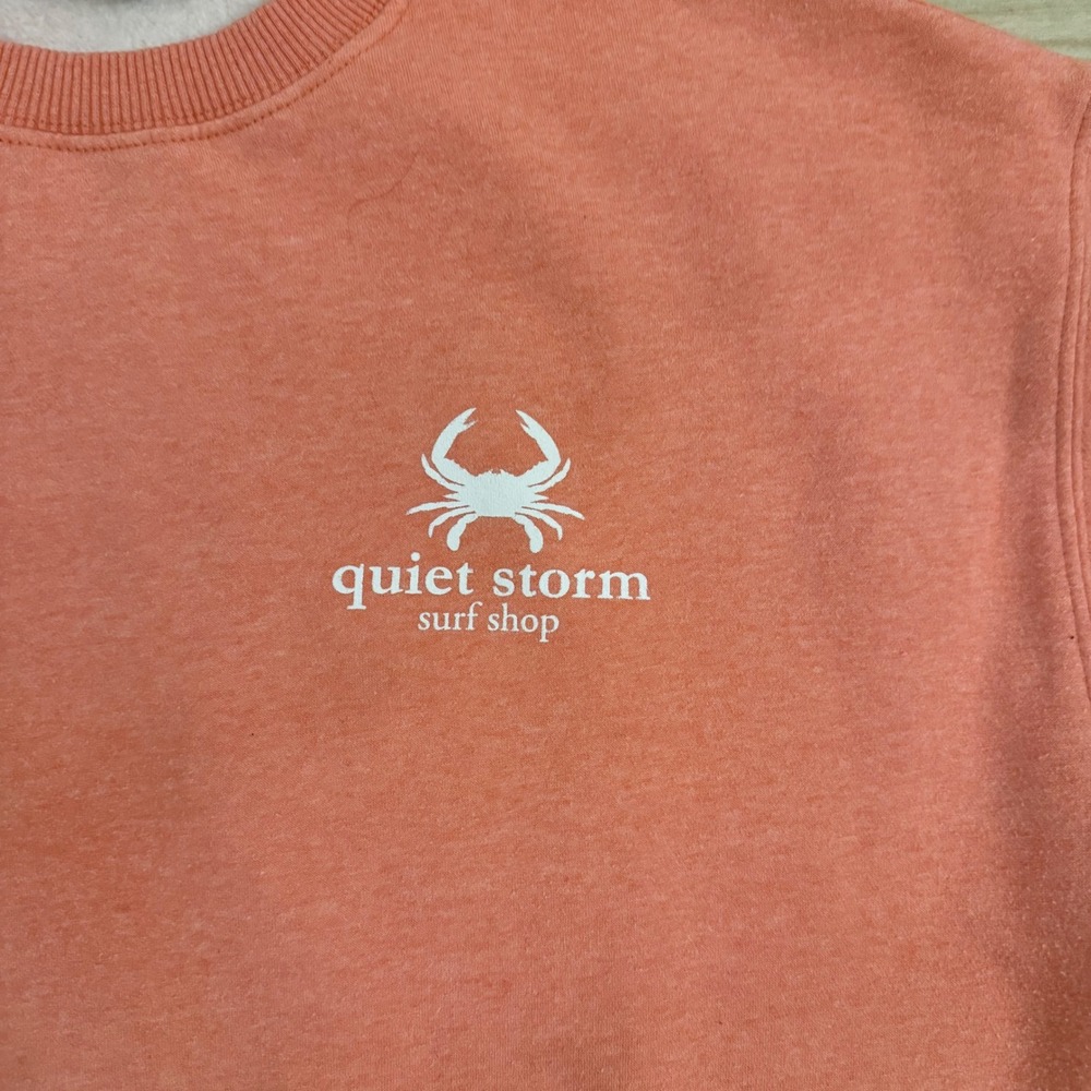 Quiet Storm Surf Shop Coral Pink Gingham Crab Graphic Crewneck Sweatshirt Medium - Picture 4 of 7